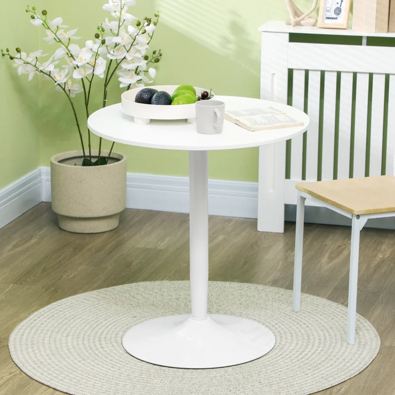 Minimalistic White Dining Table for Two - 75H x Φ70cm Modern Design Perfect for Small Spaces