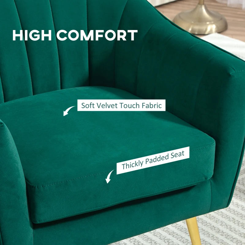 Velvet-Feel Green Shell Back Accent Chair for Stylish Home Decor
