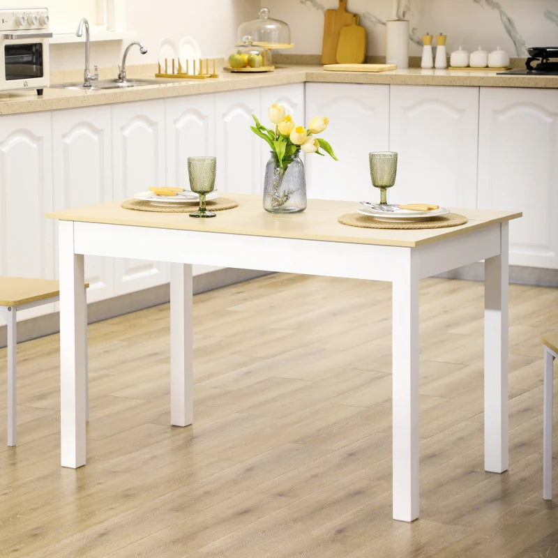 Modern Oak Dining Table for 4-6, Wood Effect Top, Sturdy Thick Legs, 120x70x75cm, Ideal for Kitchen & Living Room