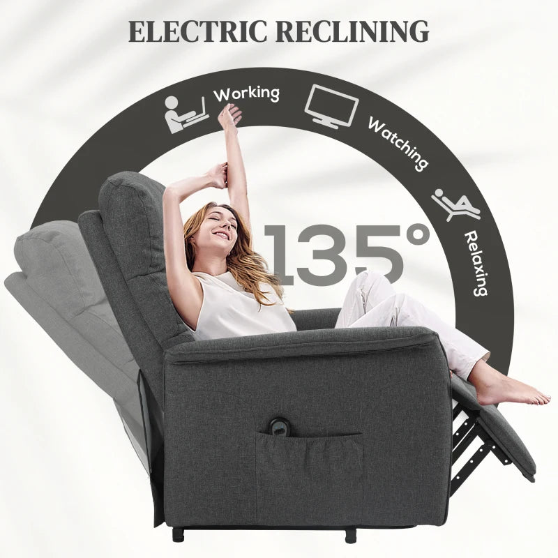 Electric Riser Recliner Armchair with Footrest in Dark Grey for Ultimate Comfort and Support