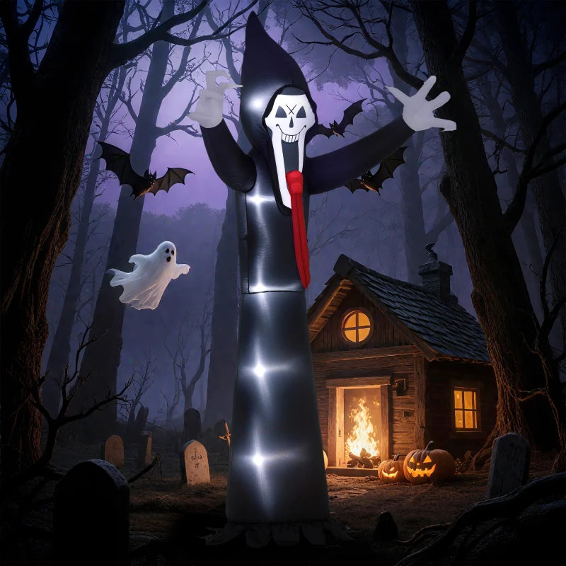 10FT Grim Reaper Halloween Inflatable Decoration with 5 LED Lights - Spooky Blow Up for Indoor & Outdoor Parties