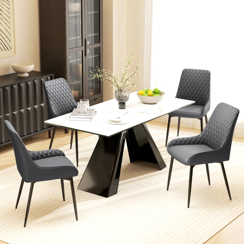Set of 2 Modern Quilted PU Leather Dining Chairs with Metal Frame - Stylish Grey Home Seating for Executive Spaces