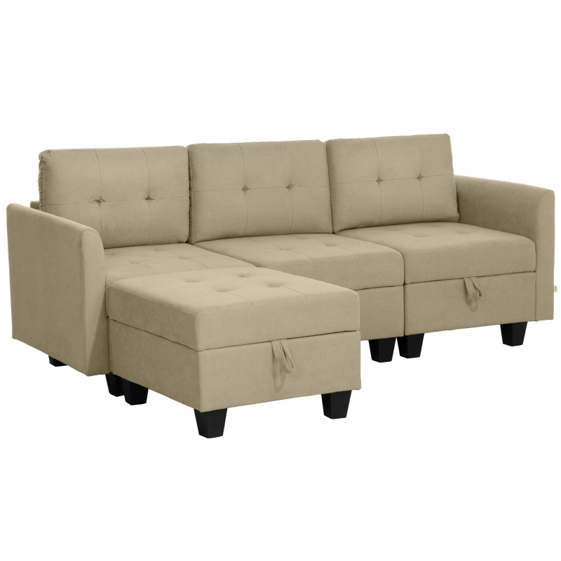 Light Brown 'L' Shape Modular Sofa with Storage for Stylish Living Rooms