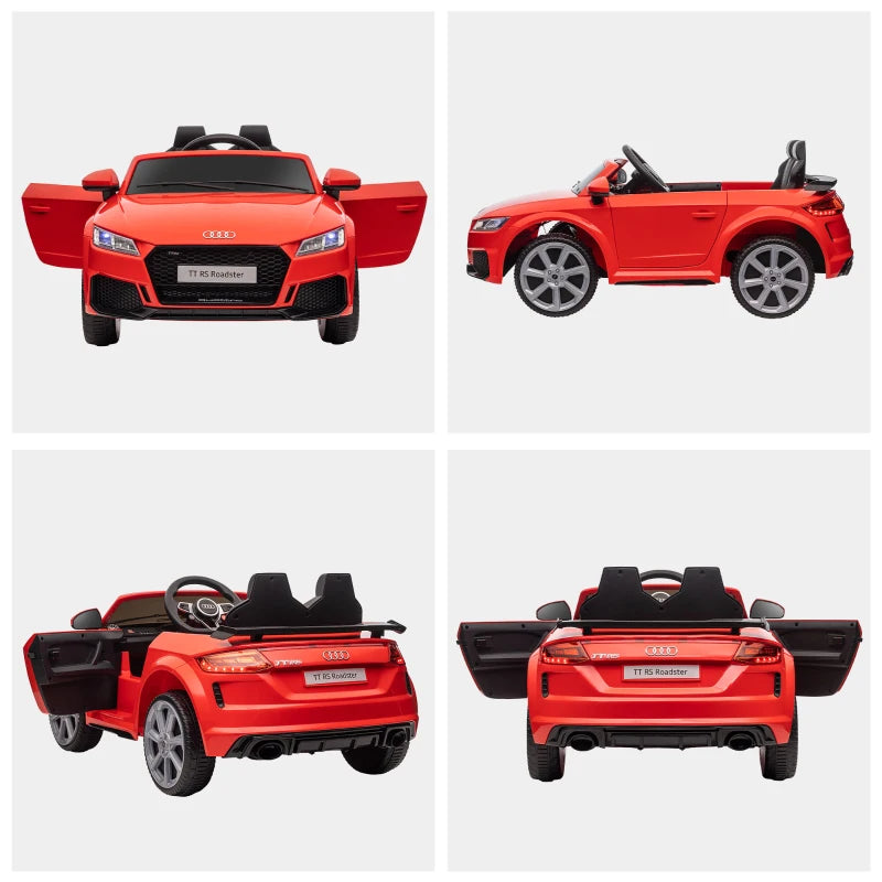 Kids Licensed Audi TT 12V Ride-On Car with Remote, Suspension, Headlights & MP3 Player - Red, 3km/h Speed
