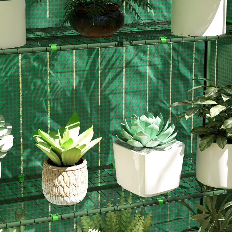 4 Tier Portable Mini Greenhouse with Reinforced PE Cover, Roll-Up Door, 105 x 45 x 160 cm, Green