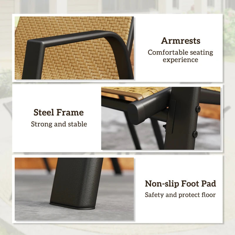 Khaki Four-Piece Stacking Rattan Garden Seat Set - Stylish Outdoor Furniture for Patio, Balcony, and Garden