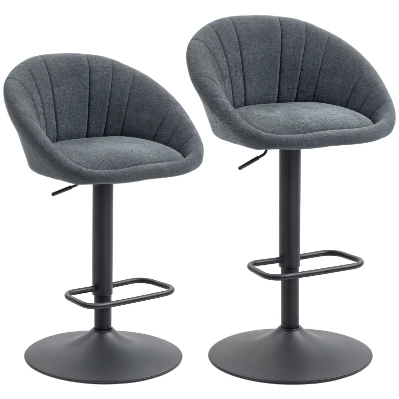 Set of 2 Dark Grey Relaxed Tub Bar Stools - Modern Design for Kitchen & Home Bar Seating