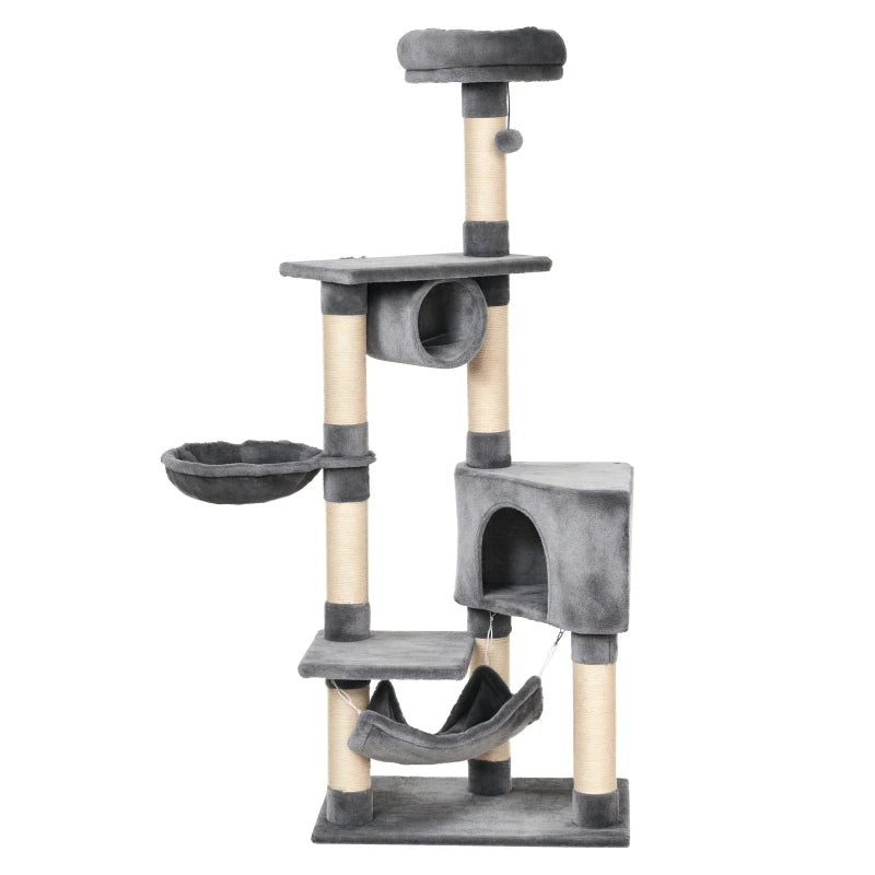 Multi-Level Cat Tree Condo Tower 150CM for Indoor Cats - Activity Stand with Toys & Scratching Posts