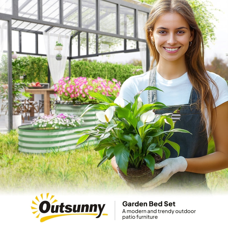 Two-Tier Galvanised Steel Garden Planter - Light Green - 100cm x 50cm