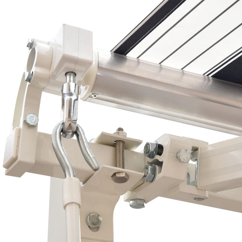 Dark Blue and White Retractable Awning, 2.5m x 2m - Manual Operation