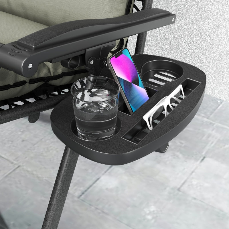 Set of Two Grey Reclining Sun Loungers with Cushions - Adjustable Outdoor Chairs