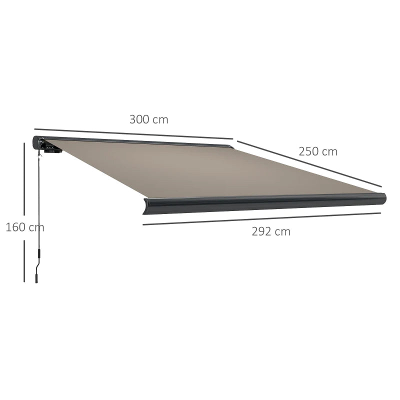 3m x 2.5 m Light Grey Electric Retractable Awning with Remote Controller - Aluminium Frame UV50+ Sun Shade Canopy