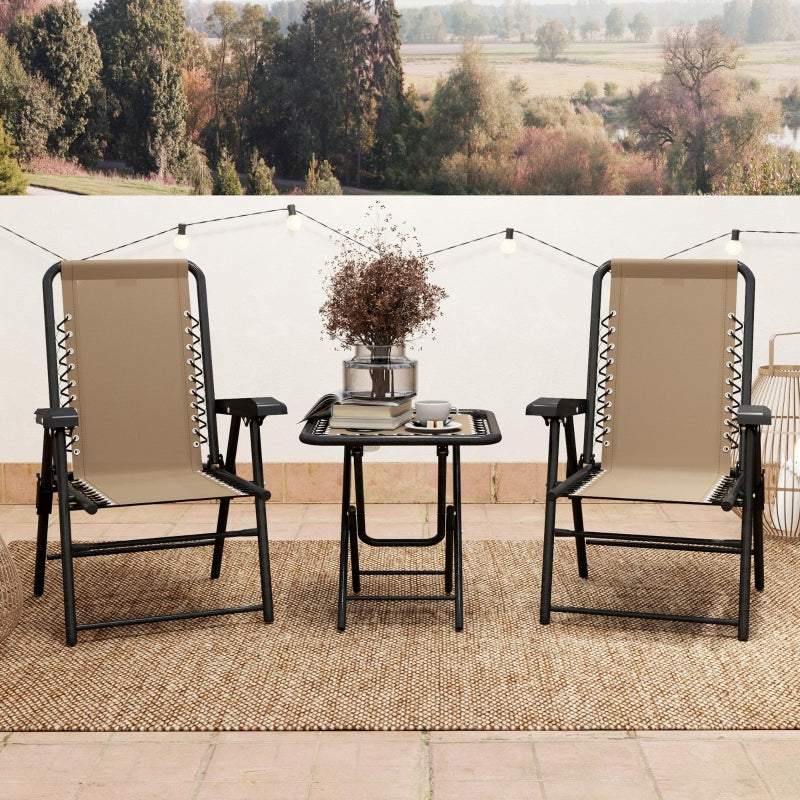 Three-Piece Khaki Garden Table and Chair Set - Outdoor Furniture, Compact Size