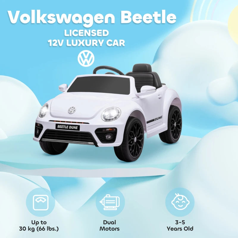 Licensed Volkswagen Beetle 12V Ride On Car with Remote Control and Suspension Wheels