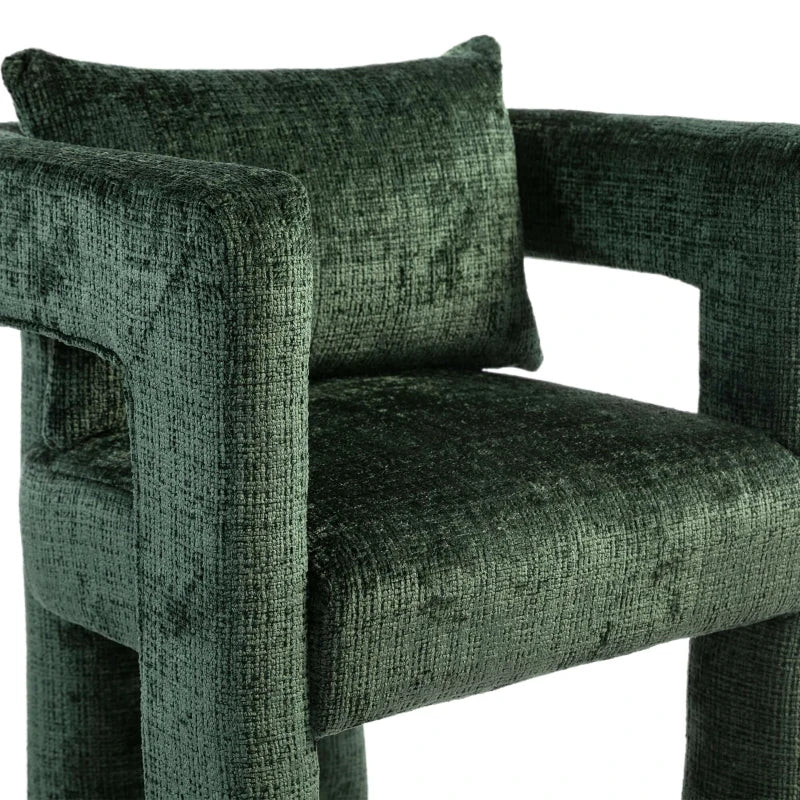 Modern Lounge Chair Set of 2 - Hollow Armrest Design, Cushions & Pillows, 60x44x65 cm, Stylish Emerald Color