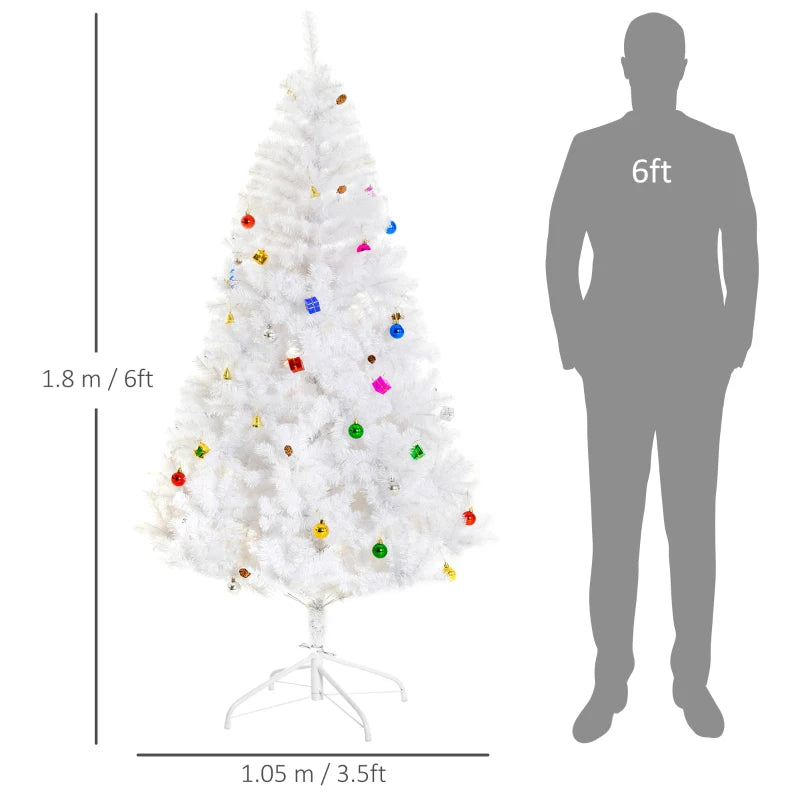 6ft Elegant White Snow Artificial Christmas Tree with Metal Stand - Seasonal Home Decorations for Holiday Cheer
