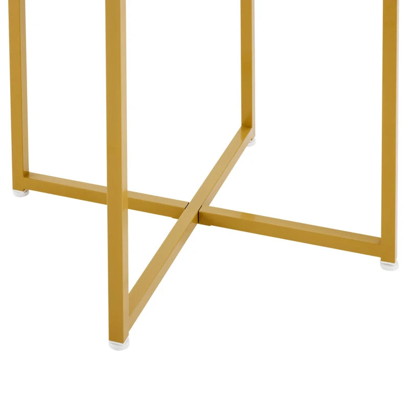 5-Piece Modern Marble Dining Table & Chair Set with Gold & White Semi-Circular Stools - Space-Saving for Apartments & Restaurants