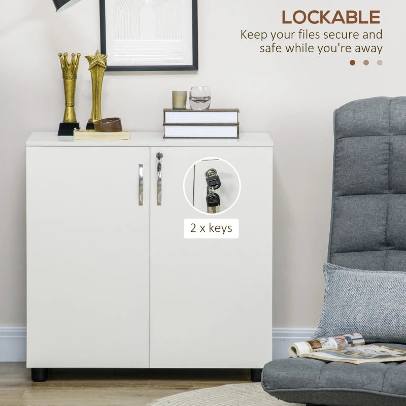 Vinsetto Two-Tier Locking Office Storage Cabinet - Modern White File Organizer for Home & Office Use