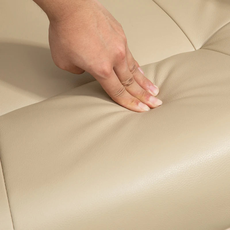 Cream Faux Leather Armchair with 145° Reclining Back and Footrest for Ultimate Comfort