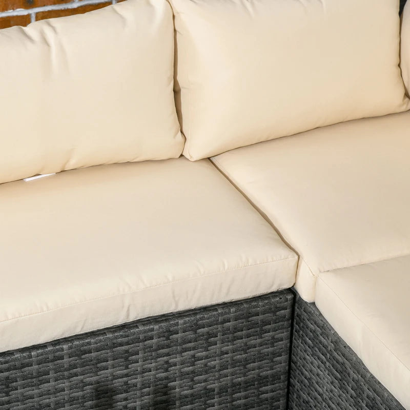 4 Seater Rattan Patio Furniture Set with Thick Beige Cushions