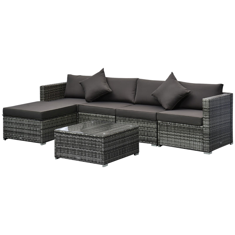 6 Piece Dark Grey Rattan Sofa Set