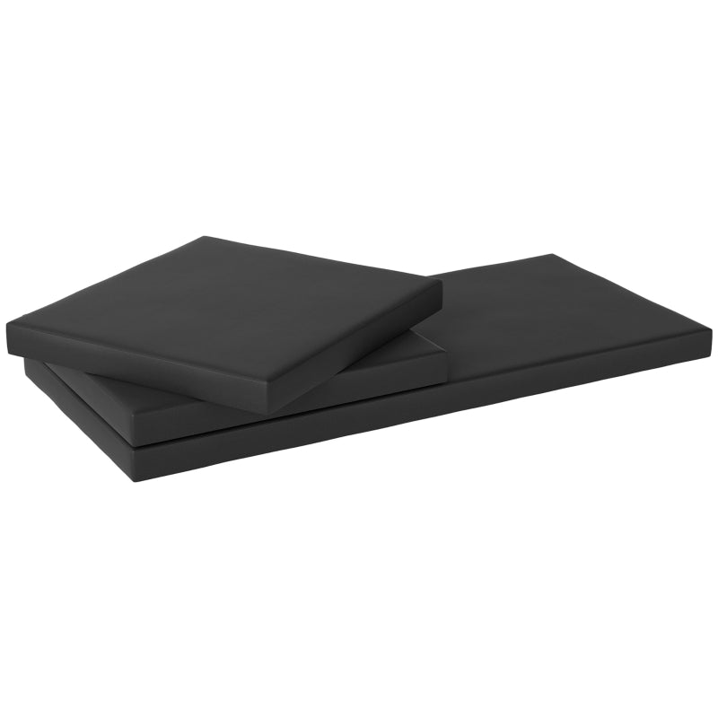 Black Outdoor Seat Cushion Pads for Rattan Furniture - 3 Piece Set, 45x45 cm