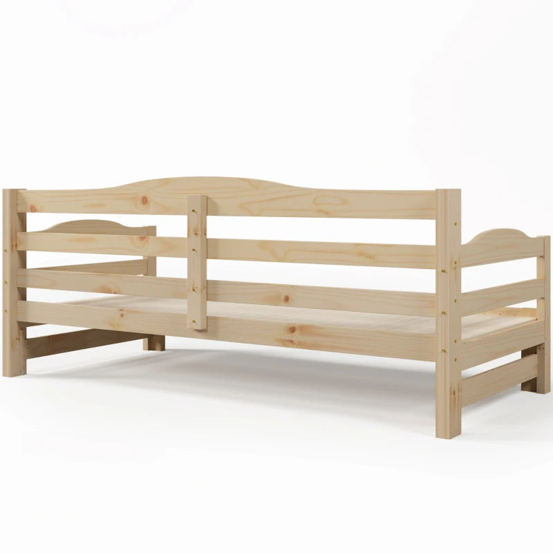 Natural Solid Pine Wood Daybed with Pull-Out Trundle - Versatile Sofa Bed, 196x98-182x73 cm, Durable MDF Construction