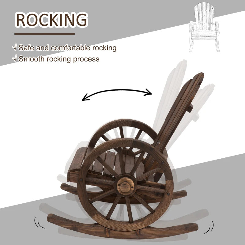 Carbonized Wood Adirondack Rocking Chair - Outdoor Patio Recliner