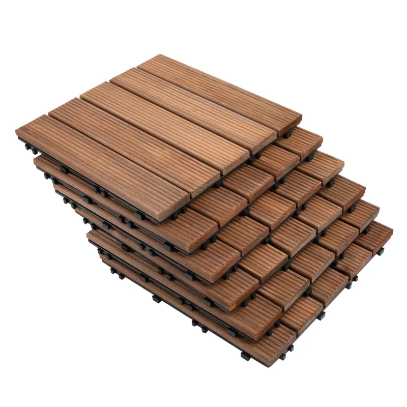 Brown Wooden Interlocking Decking Tiles (27 Tiles)