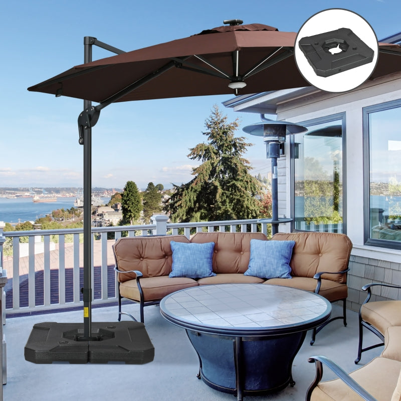 Black Cantilever Parasol Base Weights, Set of 2 - 110kg Sand or 70kg Water Filled