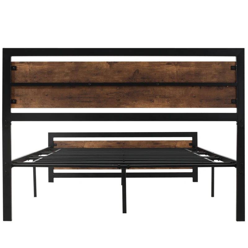 Double Size Metal Bed Frame with Headboard & Footboard - Sturdy Slat Support & Underbed Storage - Ideal Bedroom Furniture for Adults