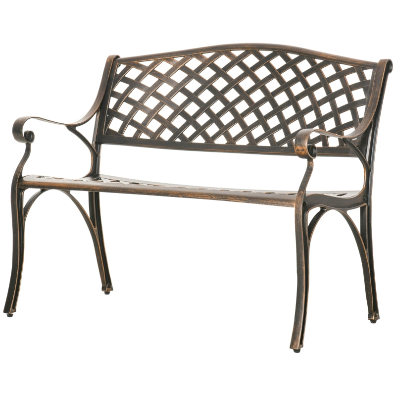 Bronze 2-Seater Cast Aluminium Outdoor Garden Bench
