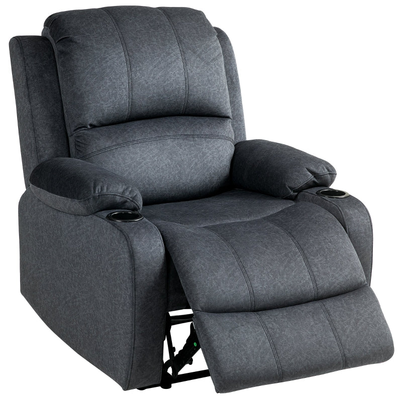 Black Microfibre Manual Reclining Armchair with Footrest for Ultimate Comfort and Relaxation