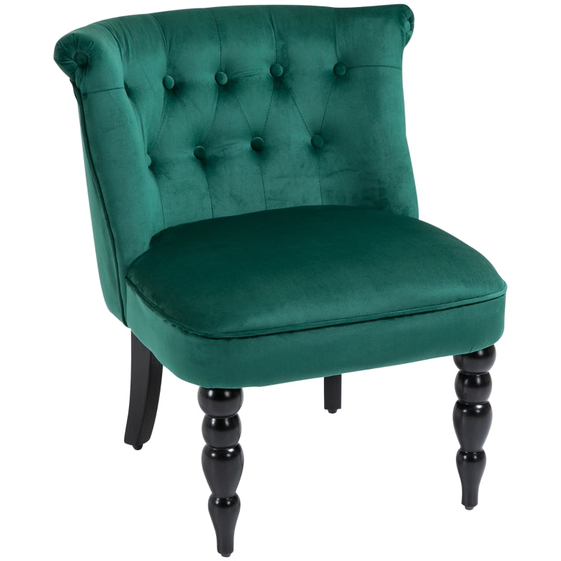 Velvet-Feel Wingback Accent Chair with Wooden Legs in Green - Stylish Home Furniture