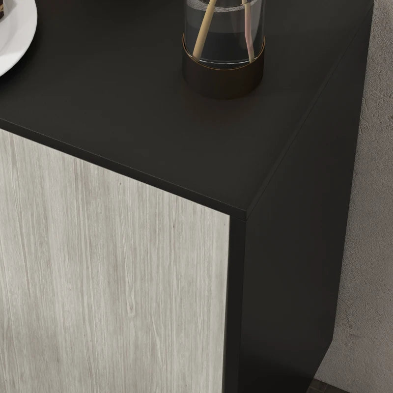 Stylish Black Kitchen Sideboard Storage Cabinet with Adjustable Shelves, 4 Doors & Pine Wood Legs for Living Room