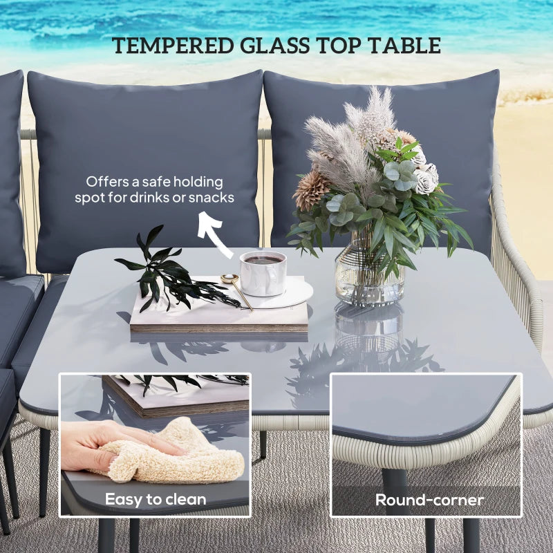 6-Piece Grey Rattan Garden Sofa Set - Strong and Durable Outdoor Furniture