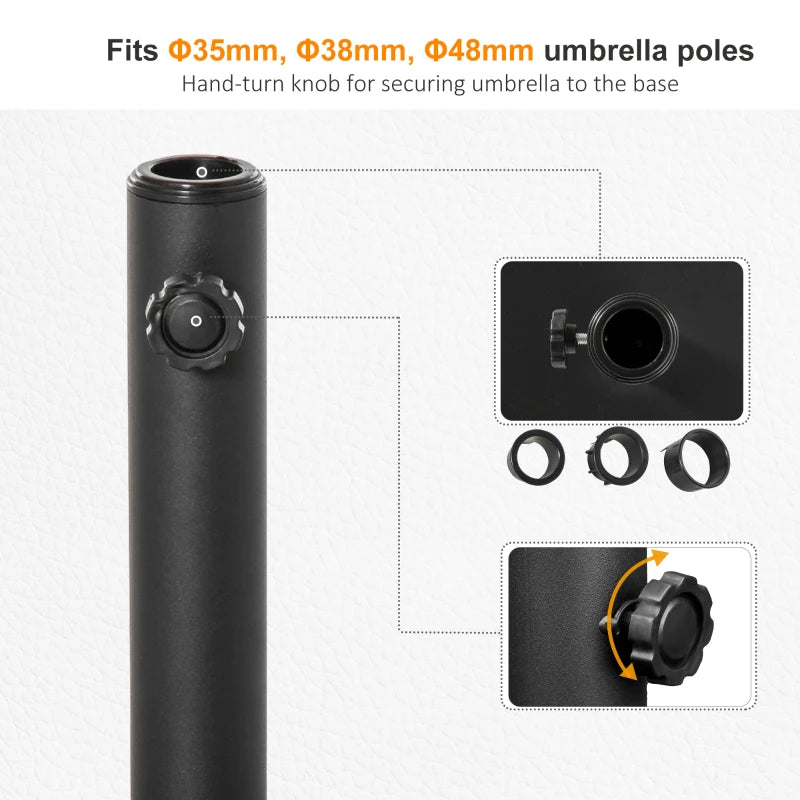 Black Square Cement Parasol Base - 11kg Umbrella Stand for Patio & Garden