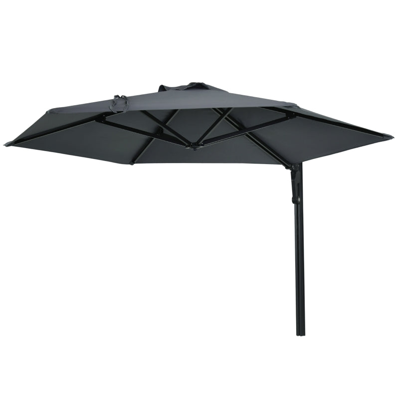 Dark Grey 2.5m Rotatable Wall Mounted Patio Umbrella