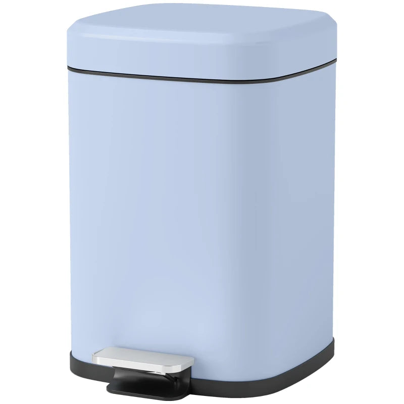 12L Modern Boxy Metal Kitchen Bin - Stylish Light Blue Trash Can for Home Organization & Waste Management