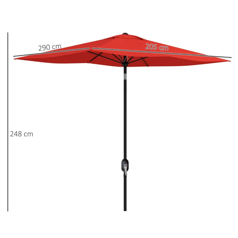 Rectangular Garden Parasol Umbrella 2 x 3m - Wine Red Outdoor Market Sun Shade with Crank & Push Button Tilt, Aluminium Pole, 6 Ribs