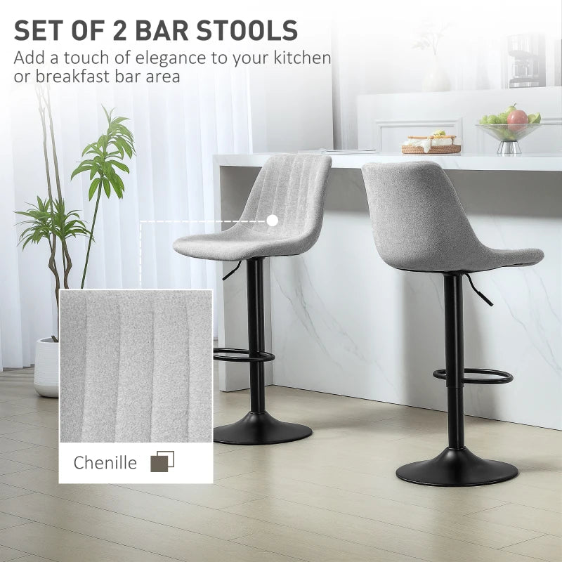 Set of 2 Grey Chenille-Feel Tub Bat Stools - Stylish, Comfortable, and Durable Bathroom Seating