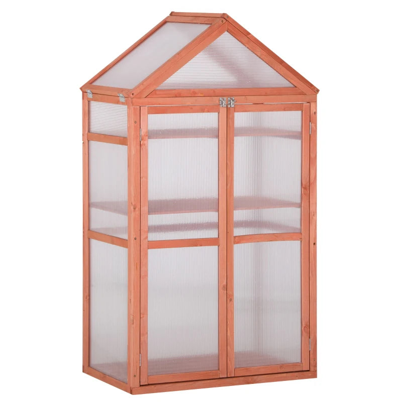 Orange Polycarbonate Garden Cold Frame Greenhouse with Adjustable Shelves