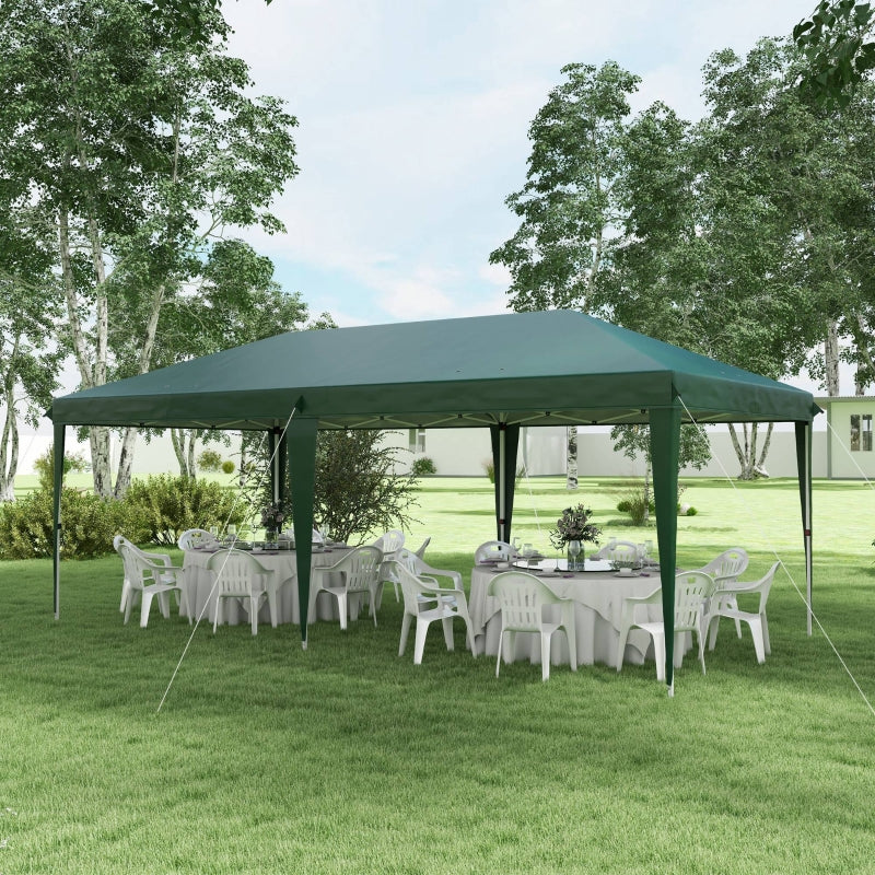 6 x 3 m Green Pop-Up Steel Frame Gazebo - Outdoor Canopy Tent for Events