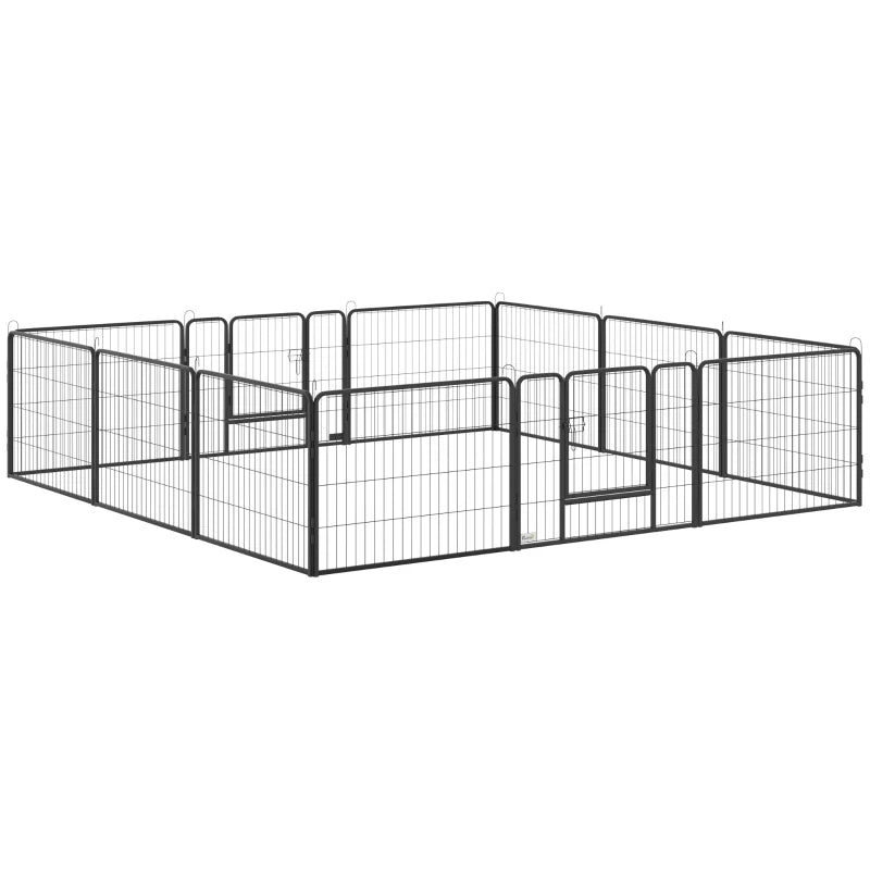 Heavy Duty 12 Panel Puppy Playpen for Small Dogs Indoor Outdoor Use Silver