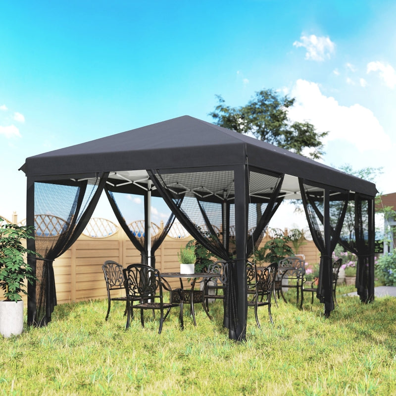 3m x 6m Pop Up Gazebo Tent with Mesh Walls, Outdoor Canopy for Parties & Weddings, Black