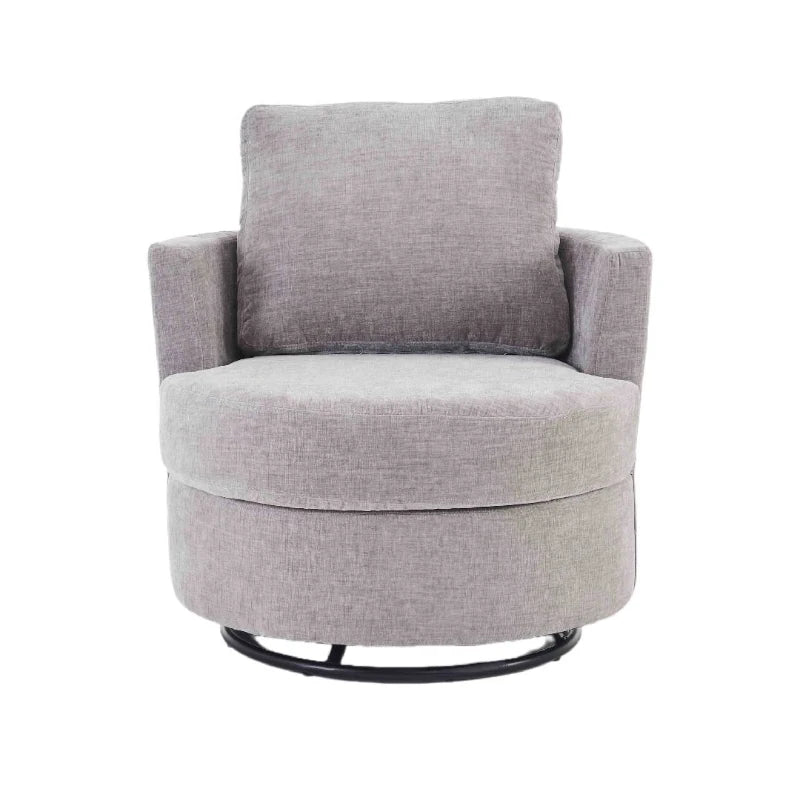 Light Grey Chenille Swivel Recliner with Back Cushion, Thick Foam Padding, 360° Rotation, 78.5x83x86 cm