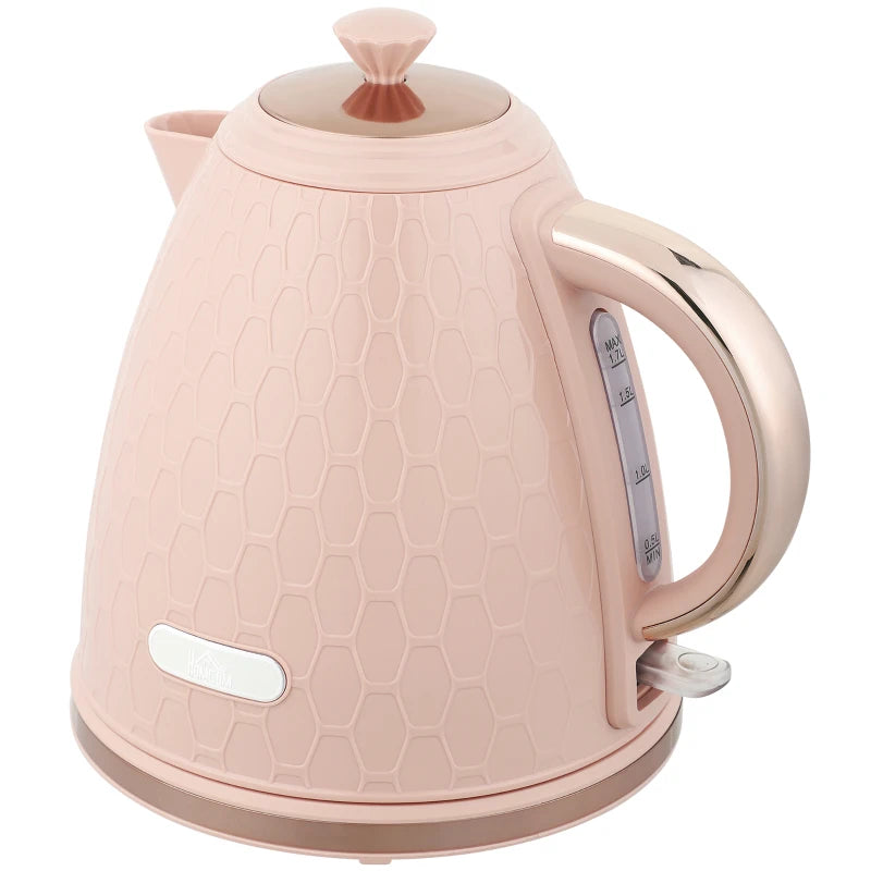 3kW Rapid Boil Light Pink Honeycomb Kettle - Stylish Electric Tea Maker for Quick Boiling and Modern Kitchens
