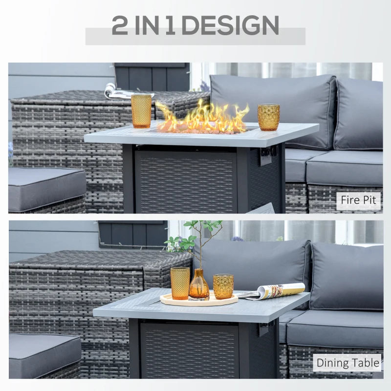 71x71cm 40000 BTU Gas Fire Pit Table - Stylish Black/Grey Outdoor Heating Solution for Patios & Backyards