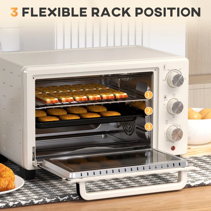 21L Mini Countertop Oven - Adjustable Temperature 100°C-230°C, Compact White Design for Efficient Cooking