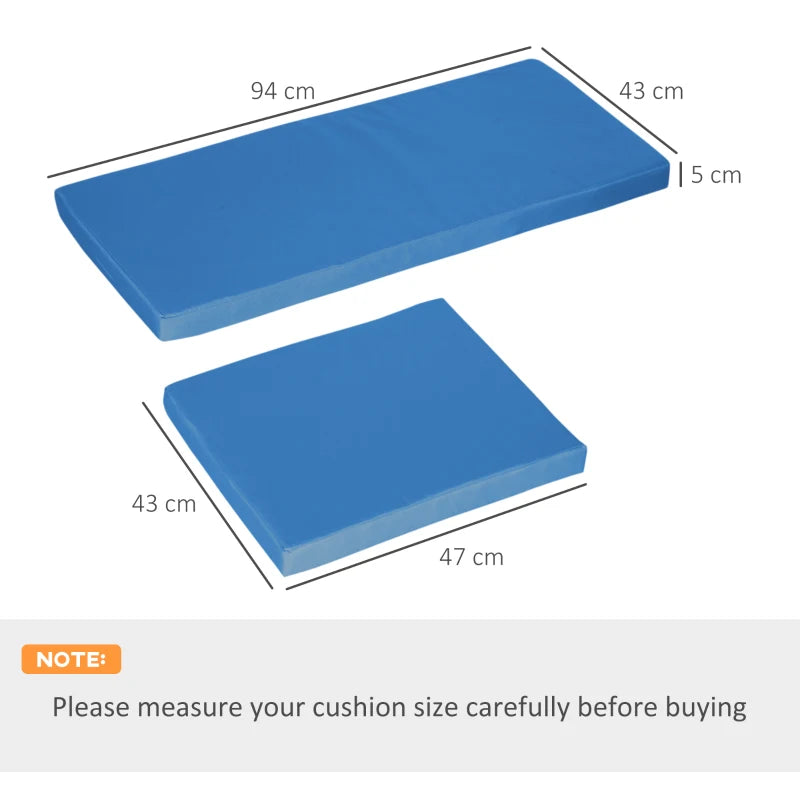 Sky Blue Outdoor Seat Cushion Pads for Rattan Furniture - 3 Piece Set, 45x45 cm